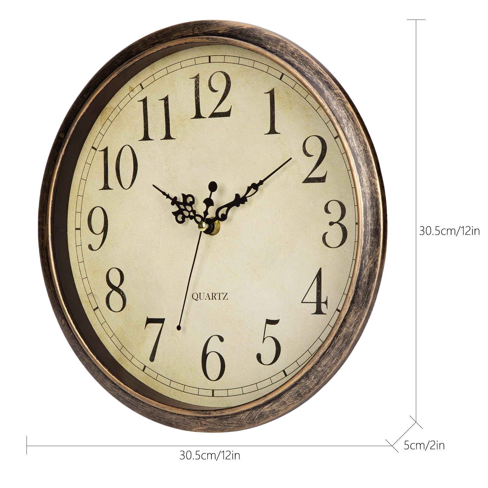 ACCSHINE Orologio da parete, silenzioso, vintage, 30 cm, con, al quarzo, a batteria, facile da leggere, per camere, casa, cucina, camera da letto, ufficio, scuola
