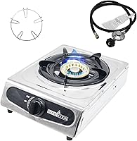 Vista 1 de 1Burner Propane Gas Cooktop,Camping Portable LPG Gas Stove, Auto Ignition Stainless Steel Countertop with regulator burner grate