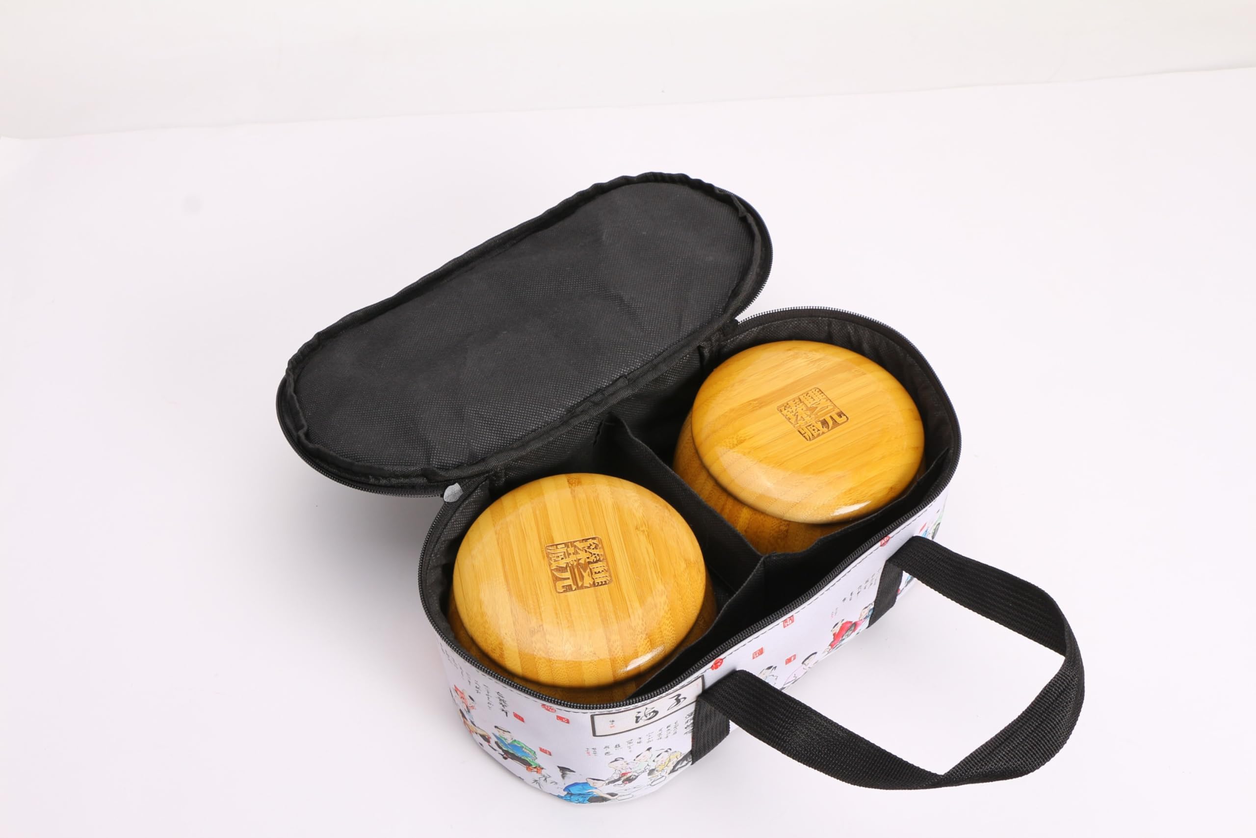 Bamboo 2.0 cm Reversible 19x19 / 13x13 Go Game Set Board with Single Convex Fine Ceramic Stones and Bamboo Bowls Classic Strategy Board Game (Go/Baduk/Weiqi)