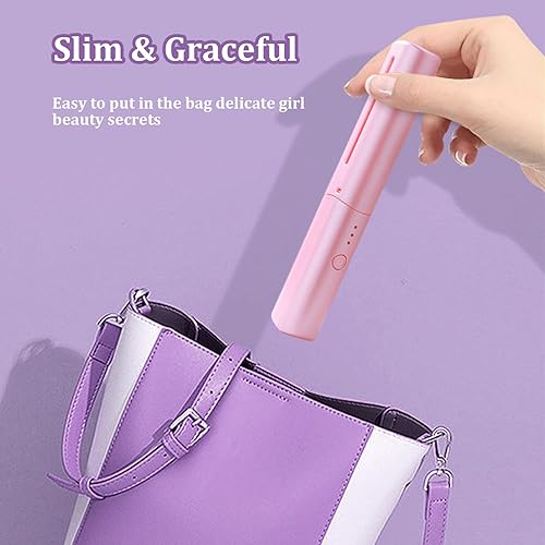 Miniatura 9 de Meyrwoy Alisadores de pelo, mini alisador de pelo, portátil, inalámbrico, cepillo alisador de pelo, recargable por USB, cepillo de pelo ajustable de