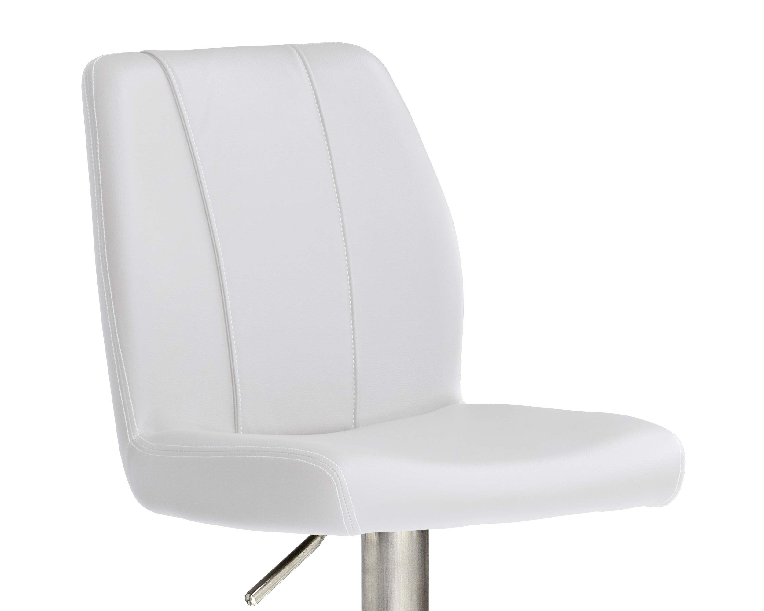Robas Lund Barhocker Weiß mit Lehne Barstuhl drehbar 360 Grad, Hocker höhenverstellbar, PU NA.OMI