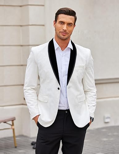 Miniatura 3 de COOFANDY Men's Floral Tuxedo Jacket Shawl Lapel One Button Velvet Suit Jacket Dinner Prom Party Wedding Blazer