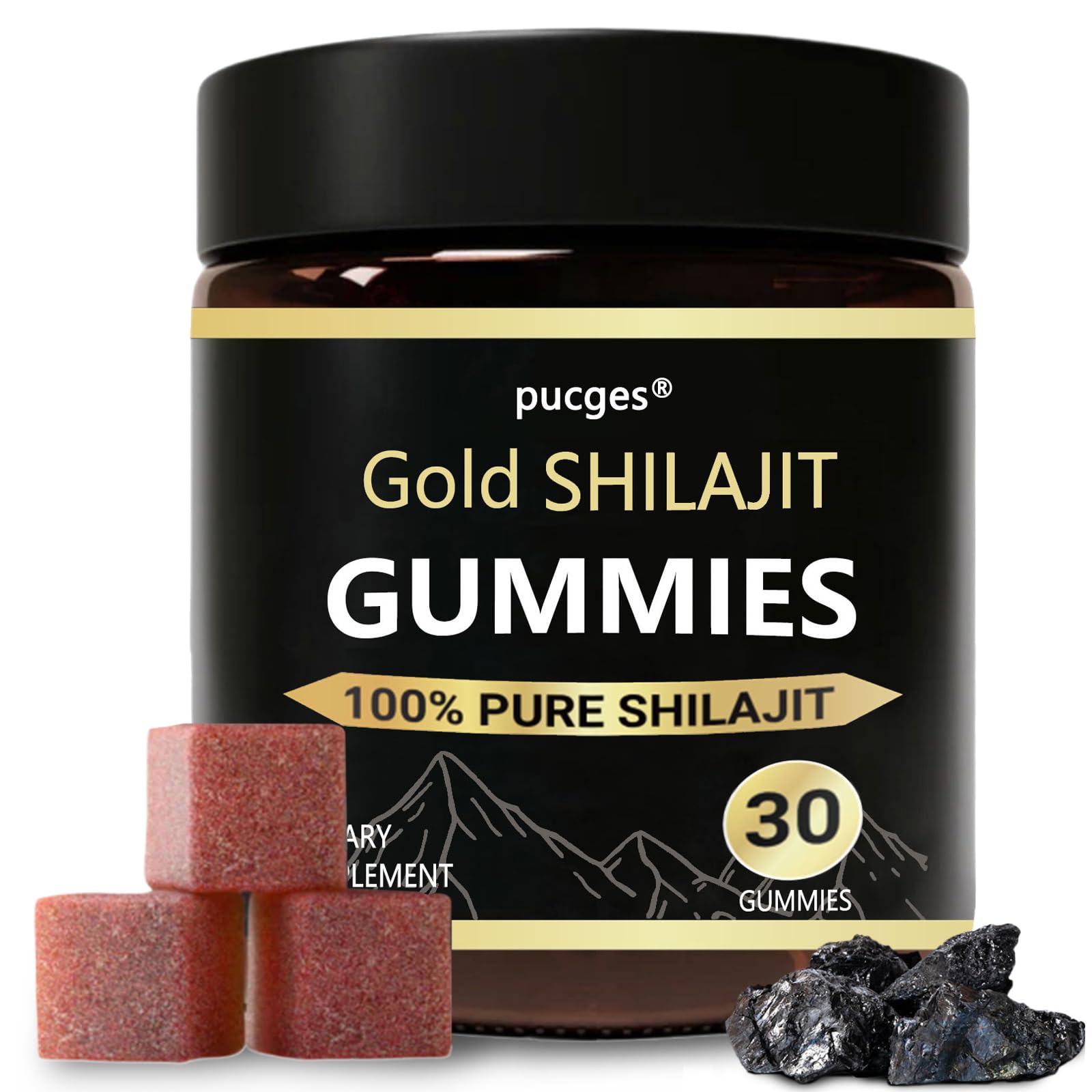 Shilajit Gummies for Men,Pure Shilajit Gummies for Men, Pure Himalayan Organic Shilajit Gummies for Men Supplement 30ct, Cane Sugar Free, Sweetened by Organic Manuka Honey 340mg
