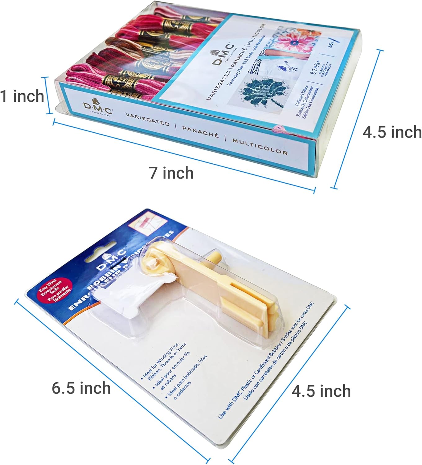 DMC Embroidery Floss,Variegated Embroidery Thread,36 Multicolor Cross Stitch Threads Bundle with Bobbin Winder,DMC Color Variations Hand Embroidery Yarn,Colorful String,Rainbow Cotton Variegated Pack