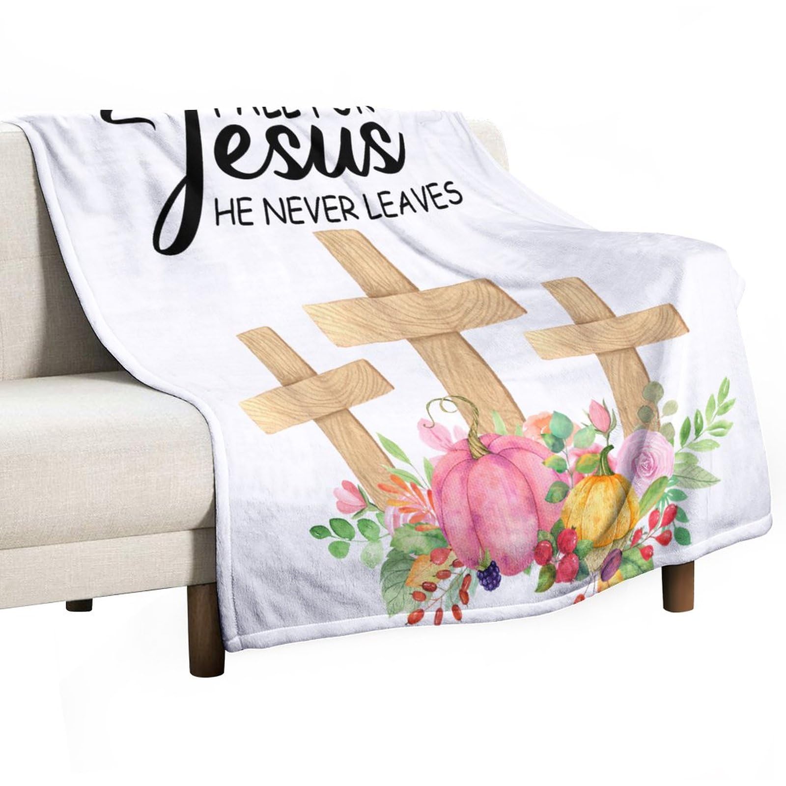 Couvertures de lit en polaire anti-transpiration Fall for Jesus plaid chaud enfants adultes