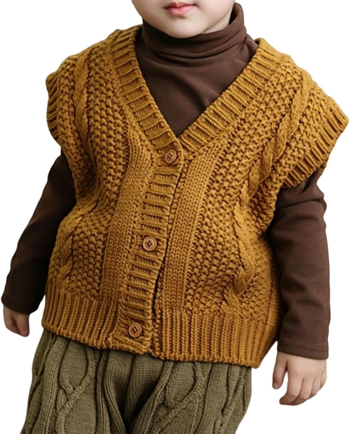 Kids School Uniform Sweater Vest V Neck Sleeveless Cable Knit Cardigan Back to School Trendy Preppy Button Down Knitted