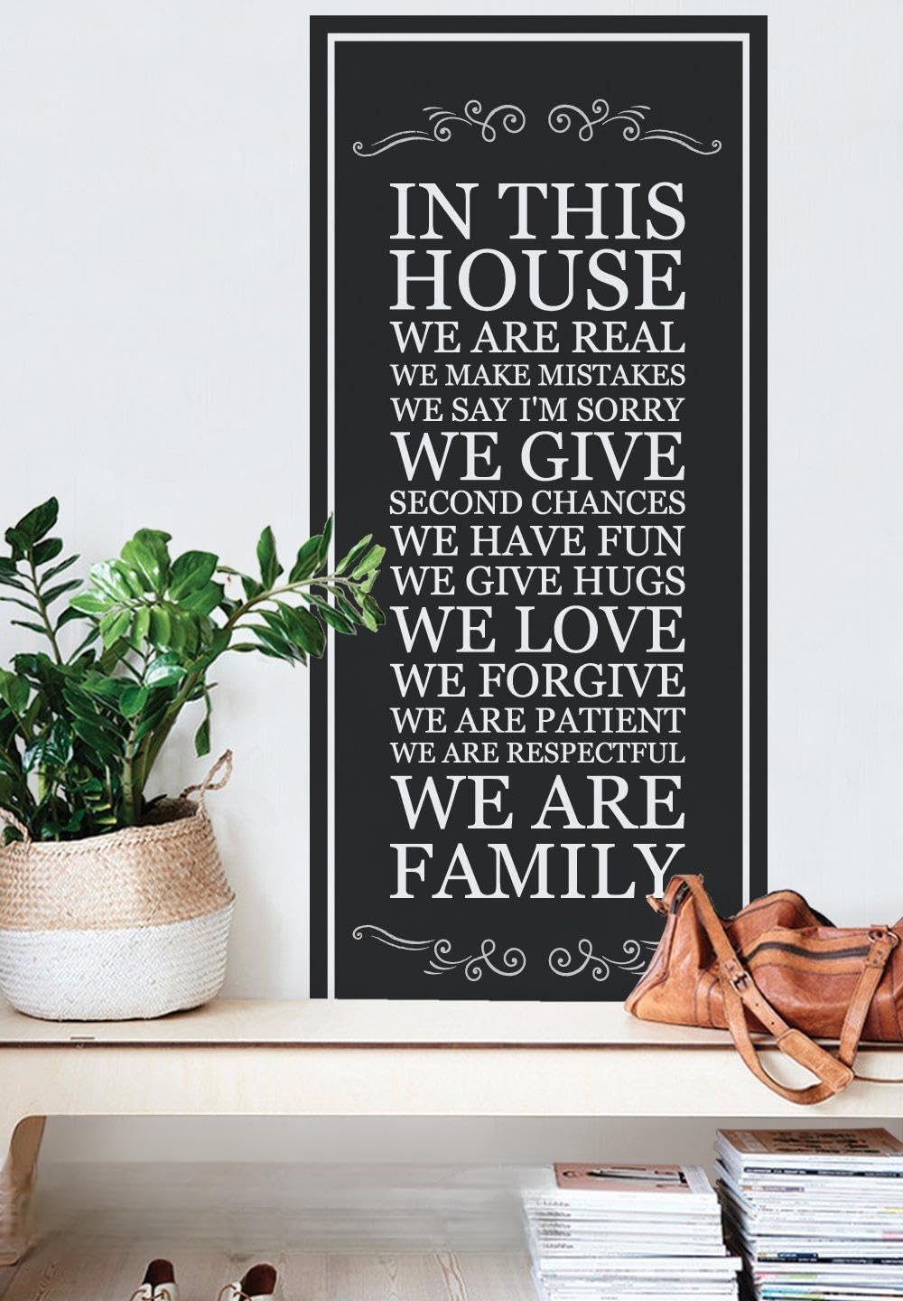 in This House Wall Decal, House Rules Decal - Style B, Black