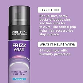 John Frieda Frizz Ease Moisture Barrier Hairspray, Firm Hold Hairspray, Seals Out Moisture, Blocks Frizz, Protects Against Heat, and Keeps Hair Straight with Long-Lasting Hold, 2 Oz, Pack of 12