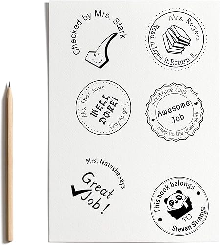 Miniatura 7 de Sellos de goma personalizados Sellos autoentintados Sellos personalizados para libros de biblioteca para profesores de 1-58 "de diámetro