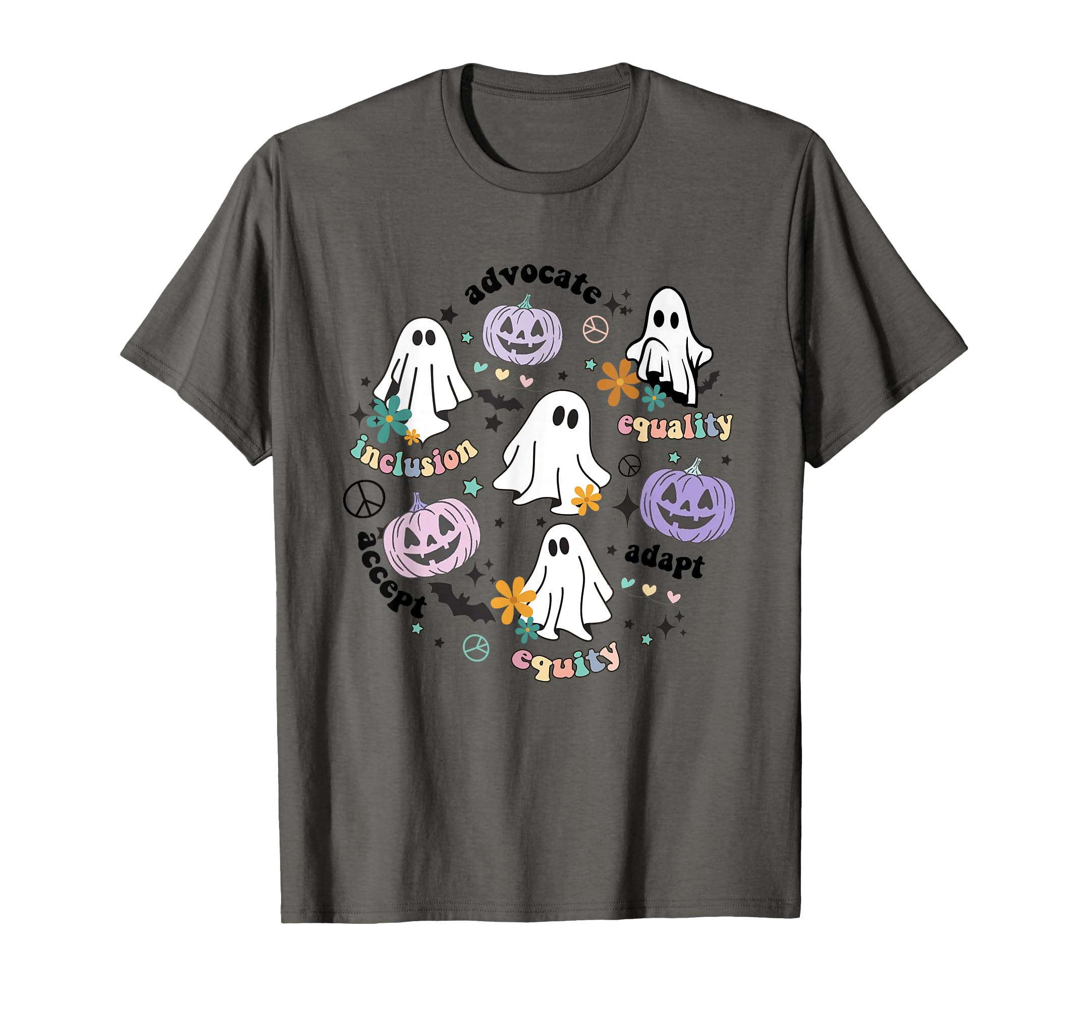 Special Education Halloween NeurodiversitySpecial Education Teacher Halloween Pumpkin Ghost Inclusion T-ShirtOEKO-TEX STANDARD 100