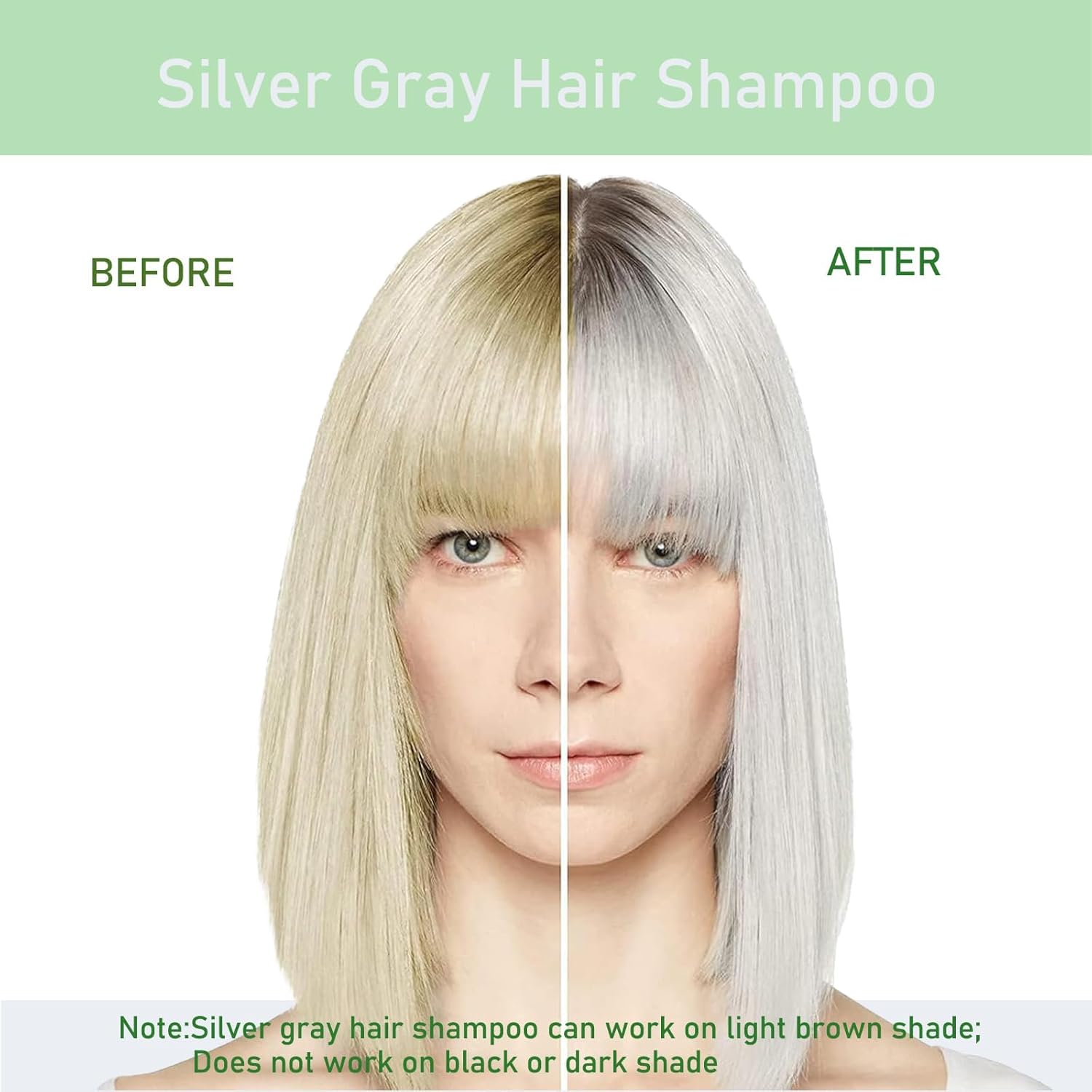 Silver Gray Hair Dye Shampoo 3 in 1, Hair Color Shampoo for Women Men, Long Lasting Silver Hair Dye, Champu Para Canas, Works in Minutes, 16.90 Fl Oz