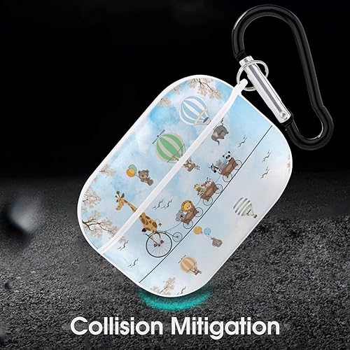 Miniatura 6 de Funda para Airpods Pro con estampado de animales con llavero de protección completa, duradera, a prueba de golpes, funda rígida de PC para Apple