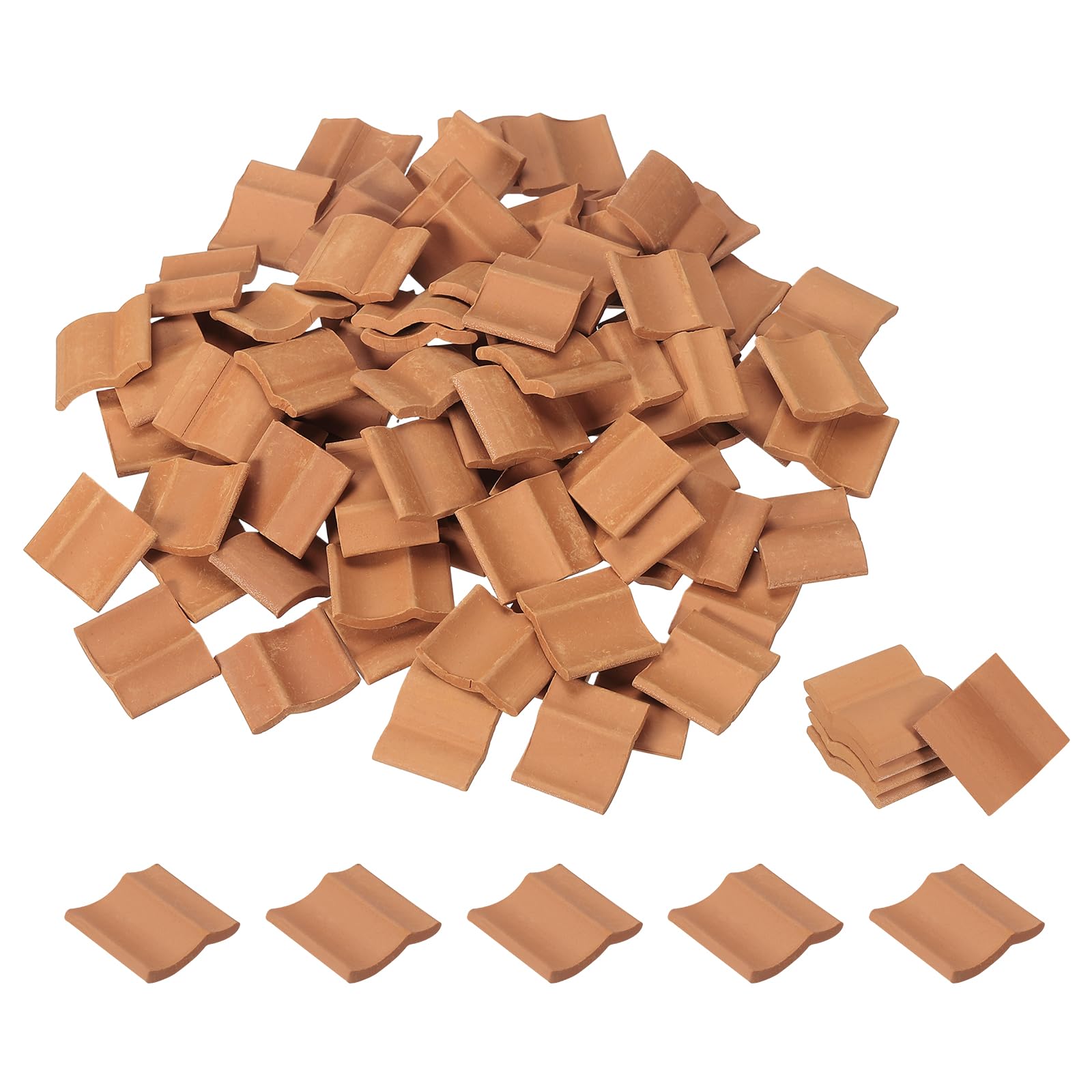 PATIKIL Miniature Roof Tile, 120 Pcs 1:16 Scale Mini Red Tiles Clay Roof Miniature Brick Dollhouse Roofing DIY Craft Accessories Building Supplies for Fake House Model Garden
