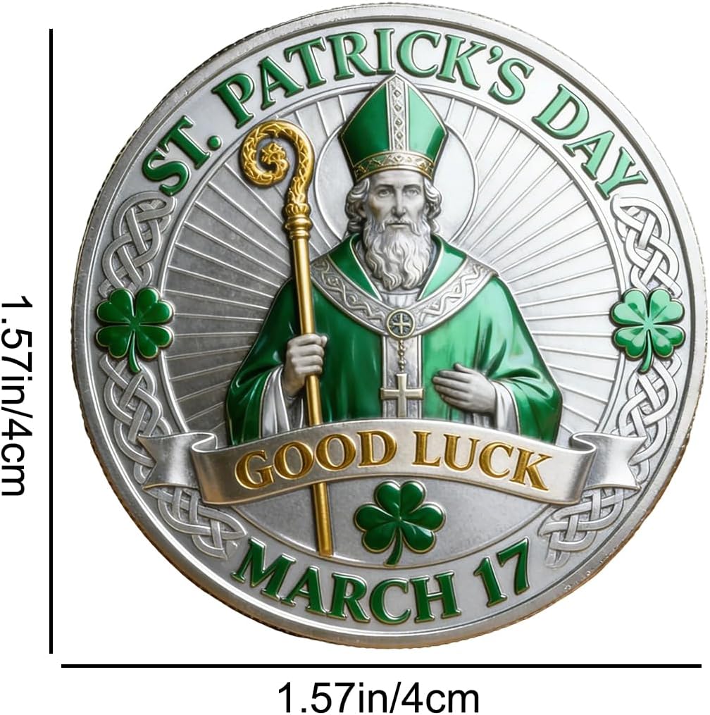 St. Patrick's Day Shamrock Coins Decorative Coins Lucky Coin Clover Coin for St. Patrick's Day Party Supplies (Type D)