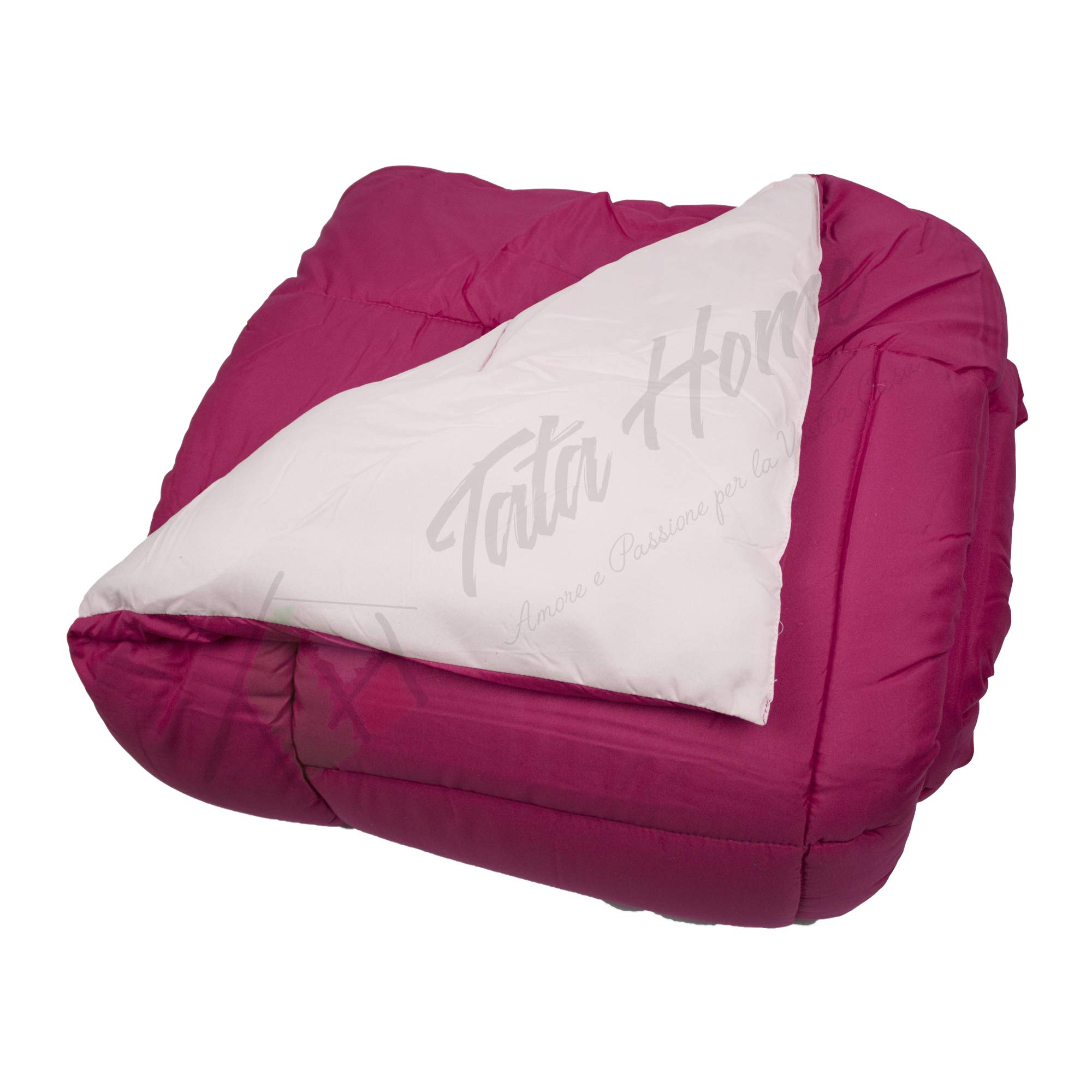 Tata Home Judit Trapunta Tinta Unita Duble Face Invernale Imbottita 350 gr/mq 100% Morbida Microfibra di Poliestere Misura 1 Piazza Letto Singolo 180x260 cm Colore Rosa Fucsia