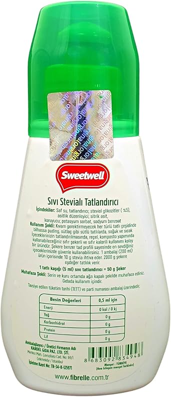 Sweetwell Stevia Liquid Sweetener Zero Calories 200 ML x 2 Pieces