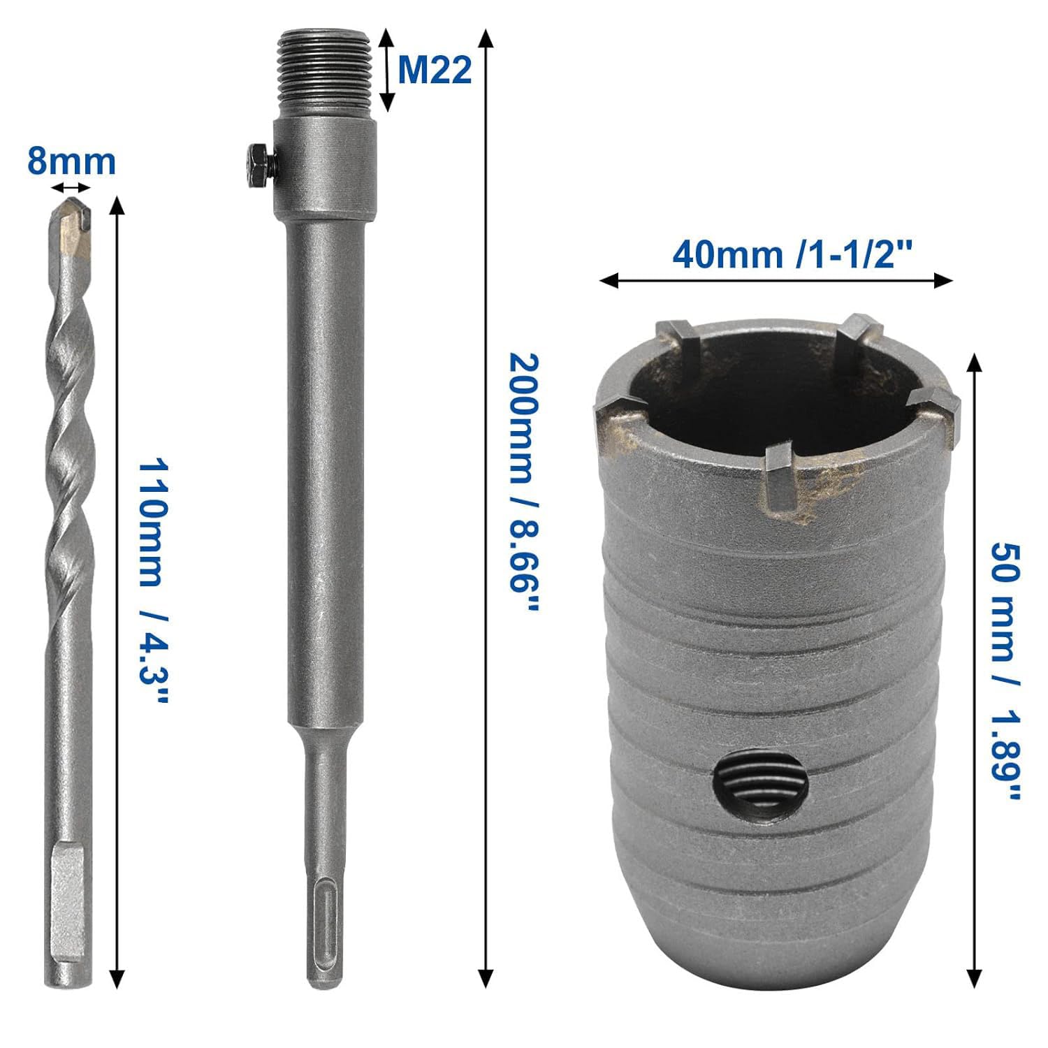 SDS Plus Shank Connecting Rod with a Pilot Drill Bit for Concrete Ceent Hole Saw
