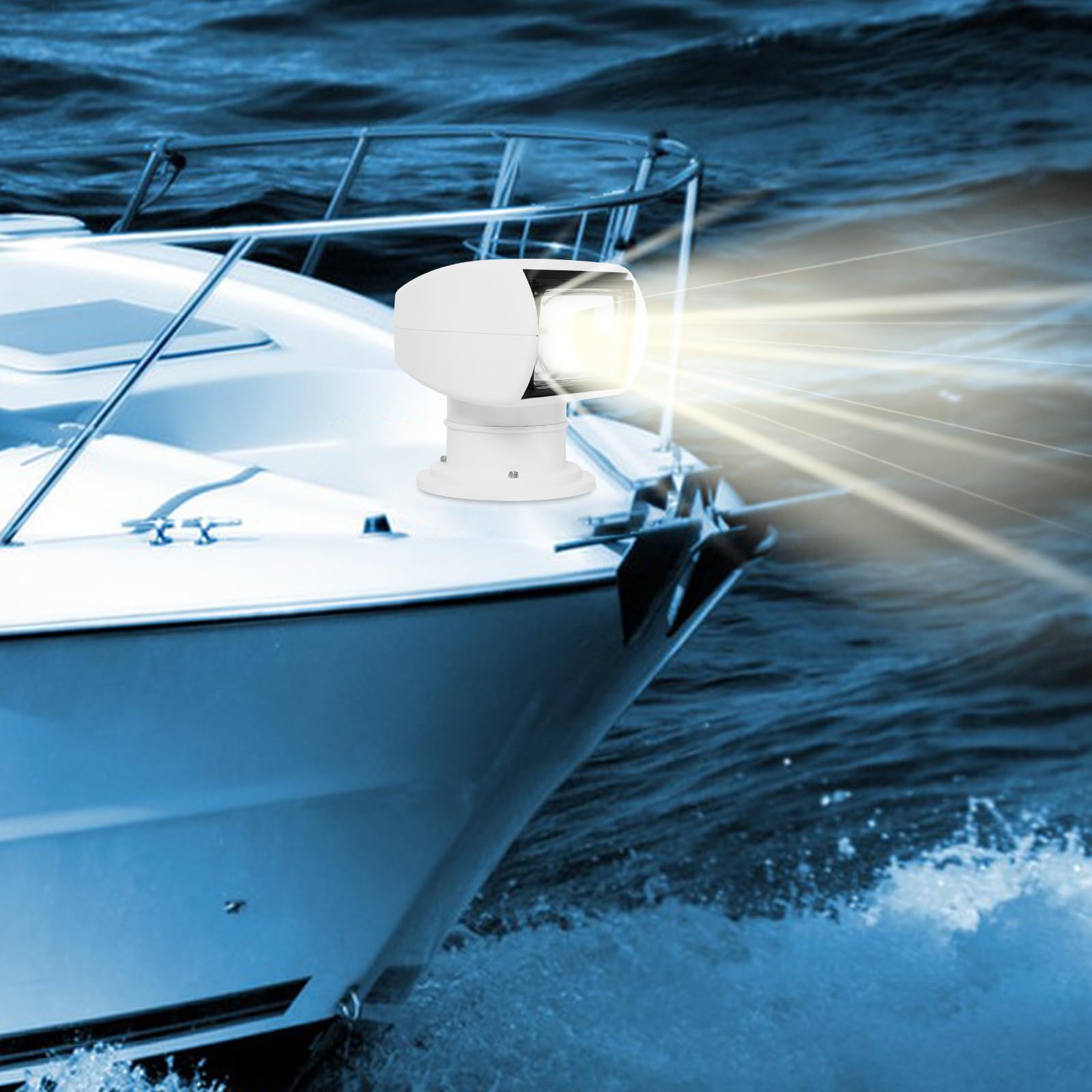 Navigationslampe Außenscheinwerfer Ferngesteuerter Strahler Wasserdichter Scheinwerfer für Boot LKW Auto Marine - Halogenlampe 100W 2300LM IP66 Weiß