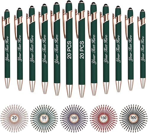 Bolígrafos personalizados personalizados con nombre y texto a granel, 20 bolígrafos personalizados con grabado gratis, regalo para mujeres y