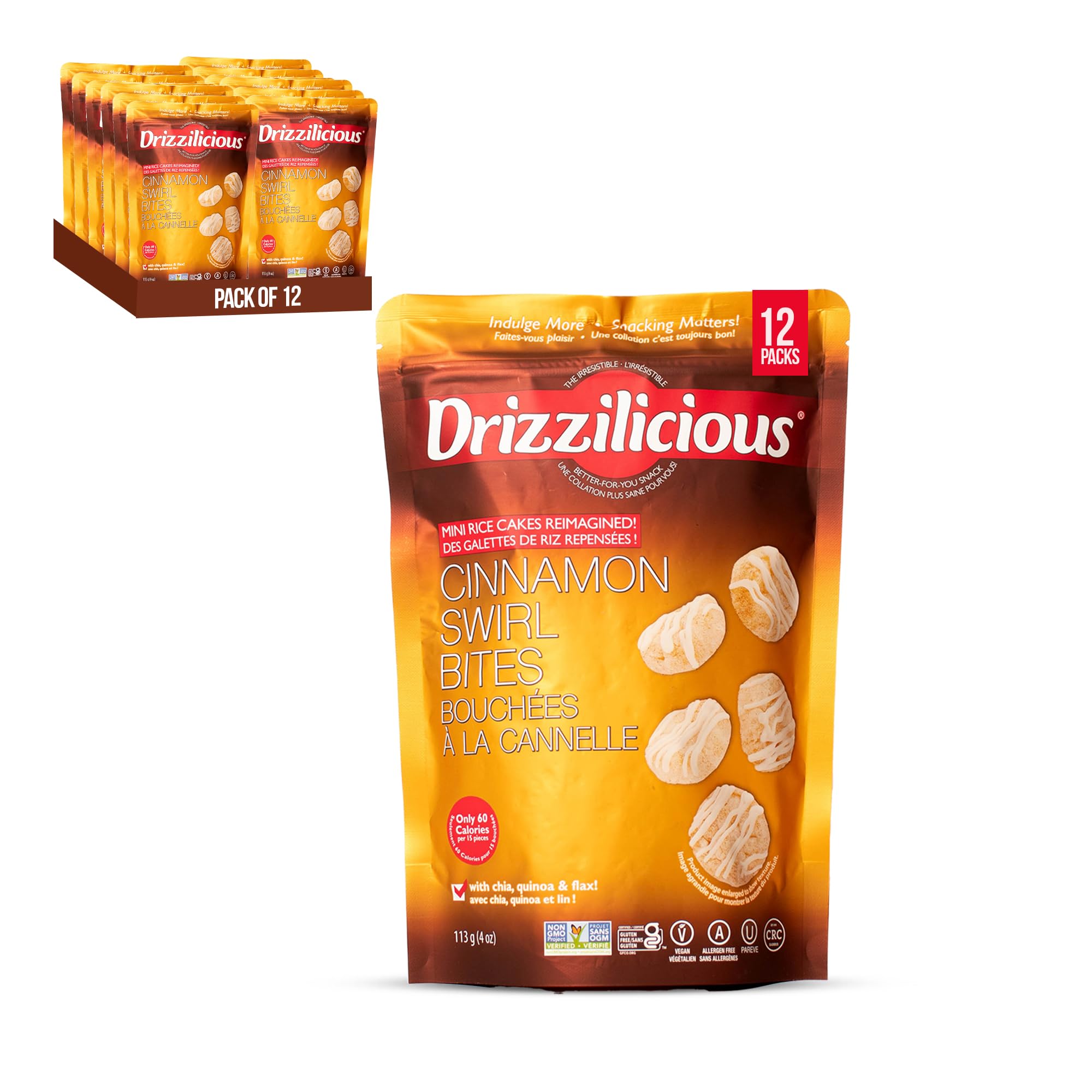 Drizzilicious Cinnamon Swirl Mini Rice Crisp, Non GMO, 4 Ounces