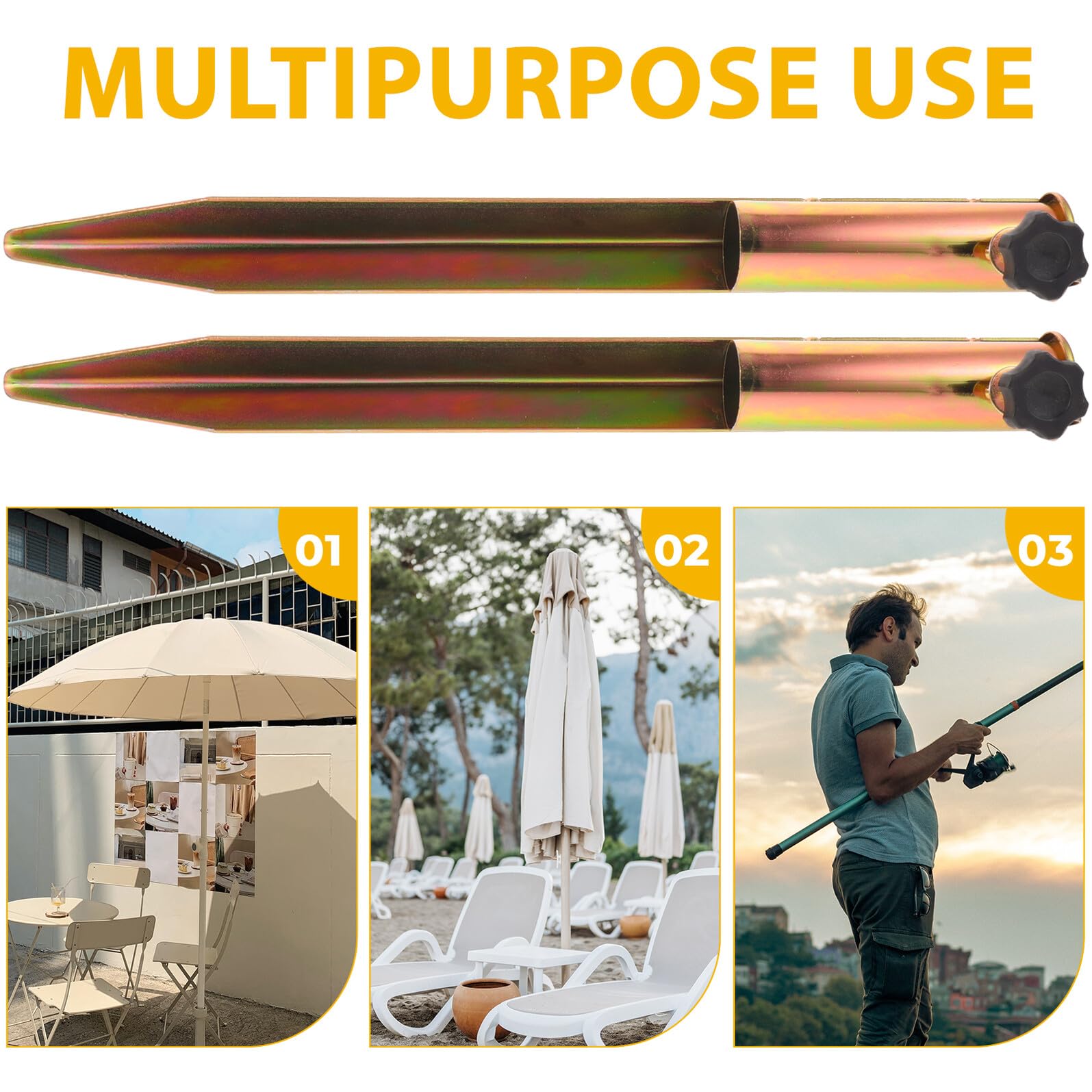 Pied de parasol de plage – Ancre de sable robuste avec vis et poignée – Support stable pour une utilisation en extérieur – Installation facile – Parfait pour le pare-soleil et la protection