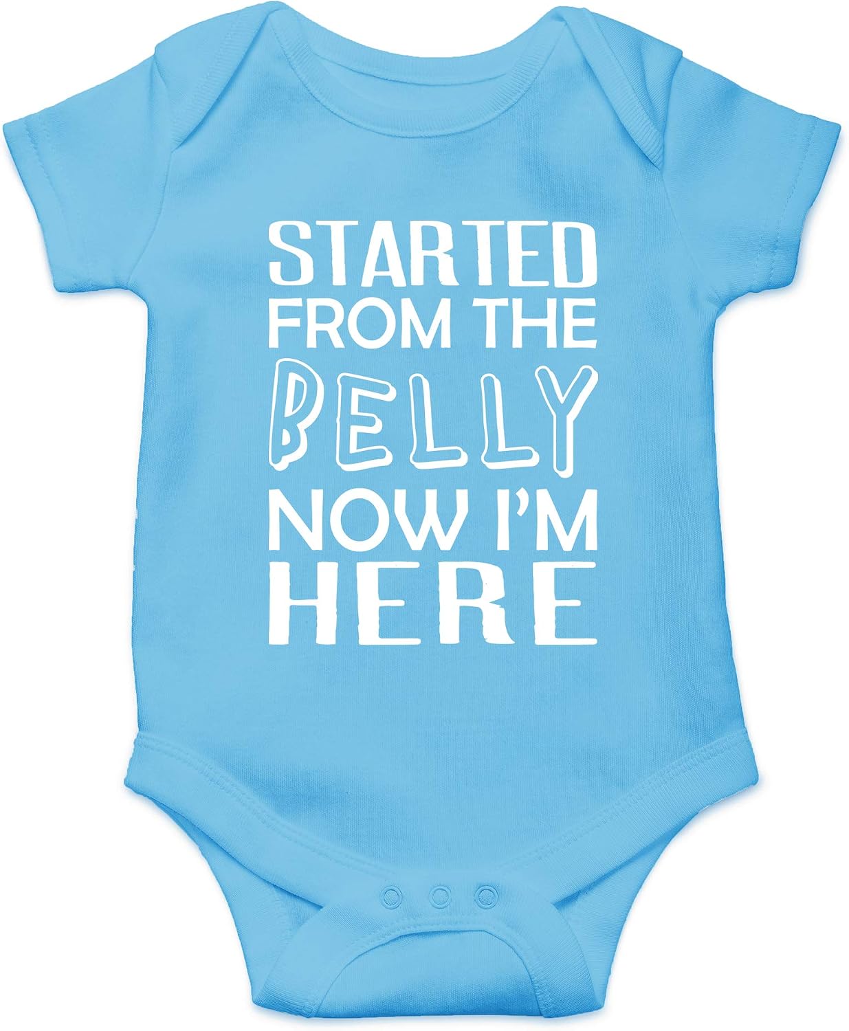 CBTwear Started From The Belly, Now I'm Here - Baby Clothes - Funny Newborn Bodysuit Outfits for Boys and Girls