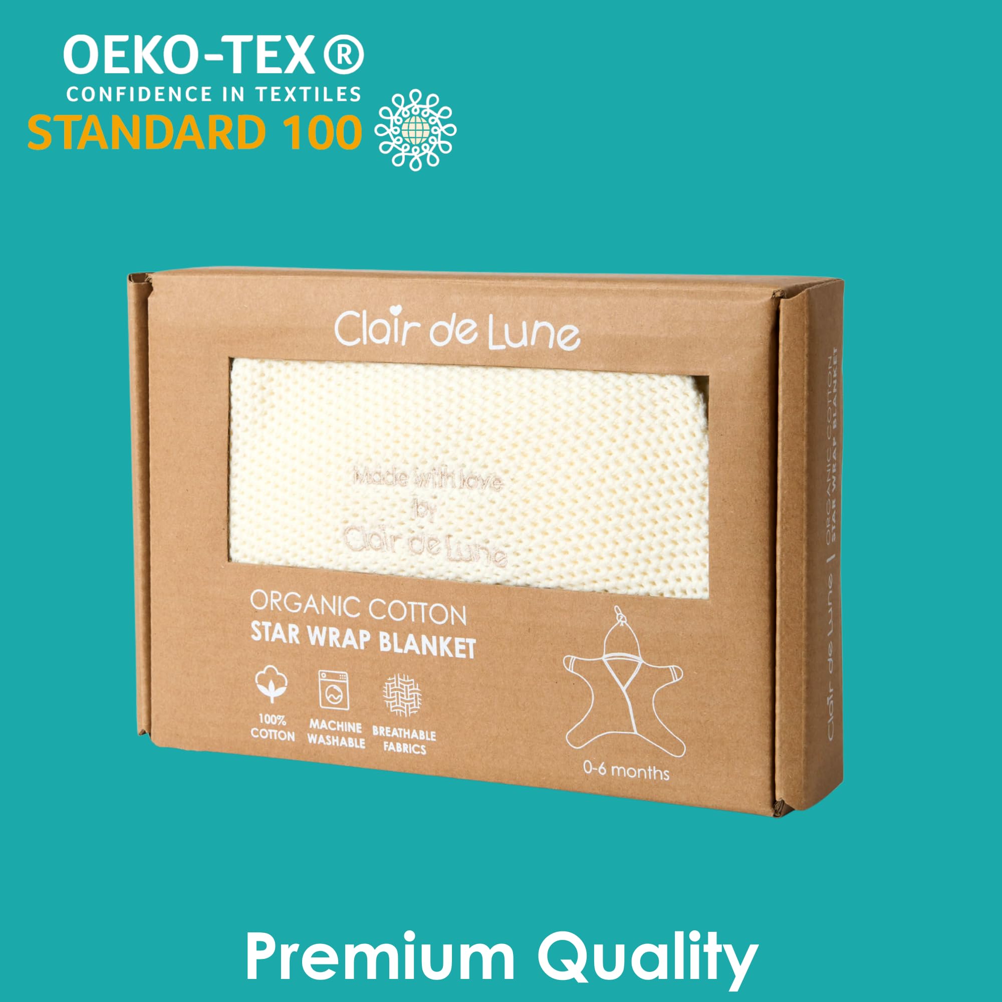 Clair de Lune Organic Star atmungsaktive Netz-Babydecke, 0-6 Monate