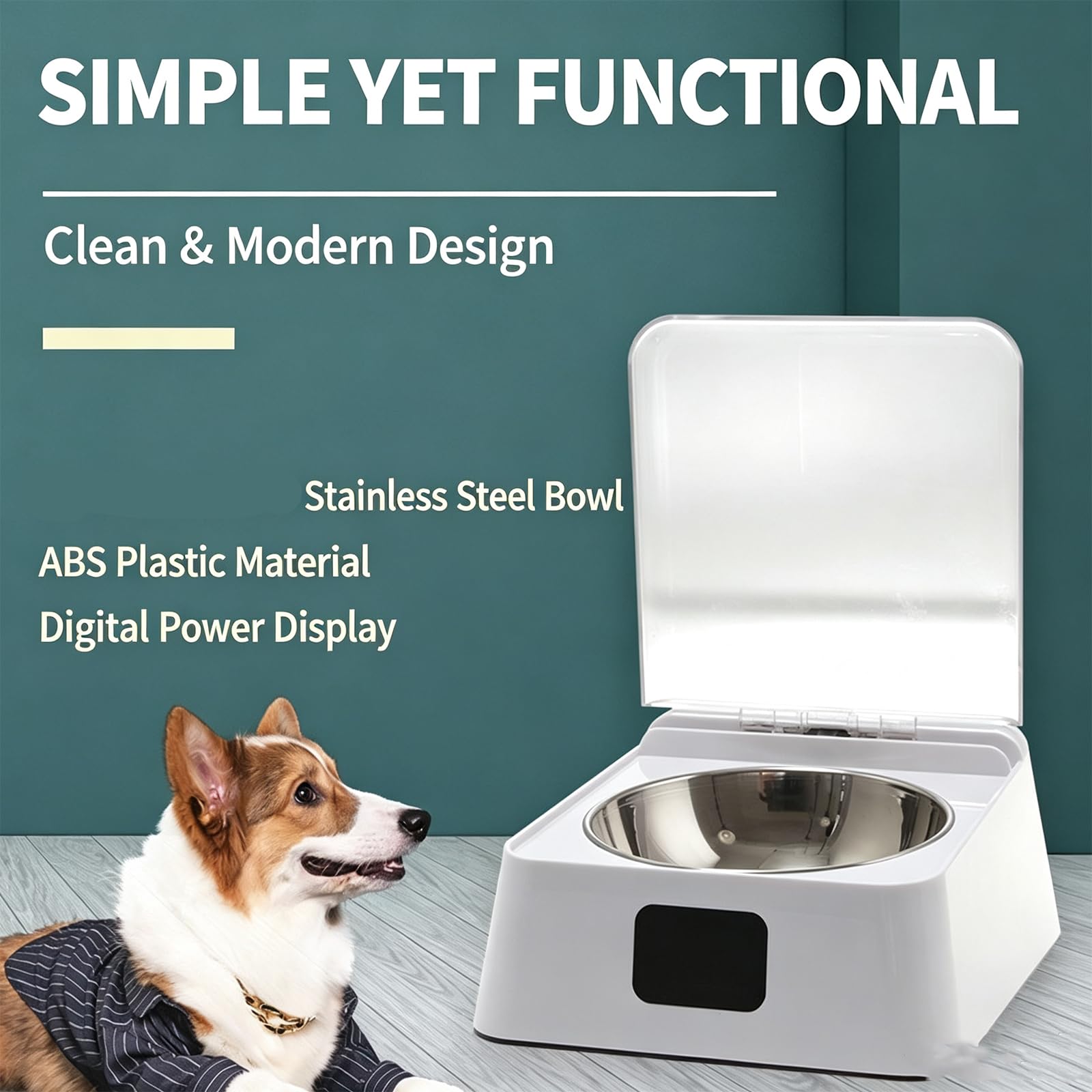 Automatic Pet Feeder Smart Cat&Dog Bowl with Infrared Sensor Lid Rechargeable, Dry or Wet Food (350ml) with Stainless Steel Bowl for Cats & Dogs Indoor Daily Feeding，2pc