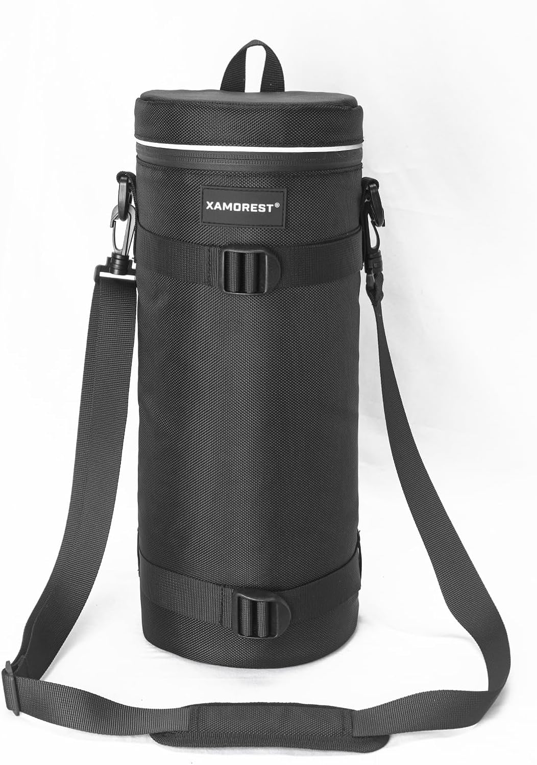 Camera Lens Case Bag for Photographyers, Zipper Waterproof Lens Protective Pouch Interior Size 6.29" x 15.35"(Nylon, Black)