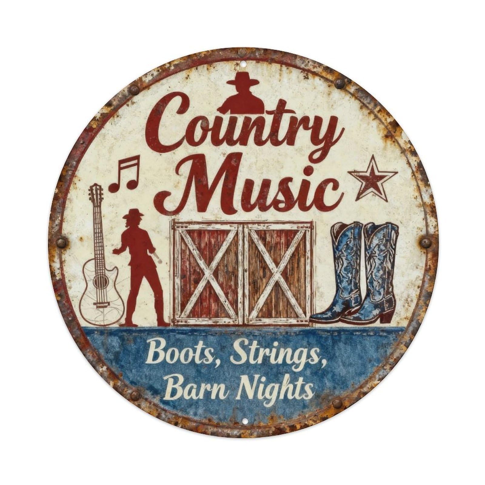 Country Music Barn Dance Decor Metal Tin Sign Plaque