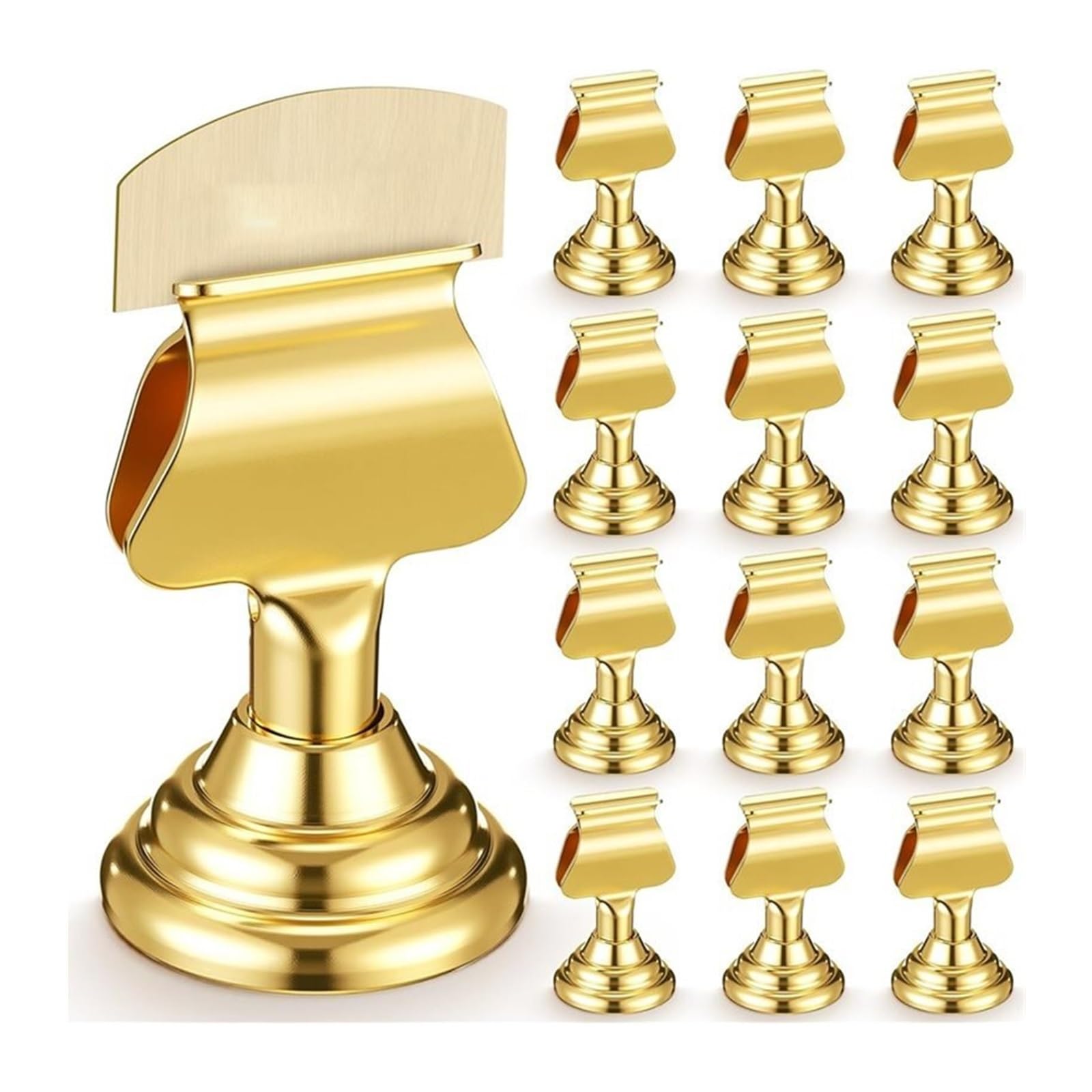 Lujauey Memo Clip Holder 10Pcs For Weddings, Restaurants, Birthday Decor Gold Mini Place Card Holders 12Pcs Metal Table Number for Wedding Party Office Memo