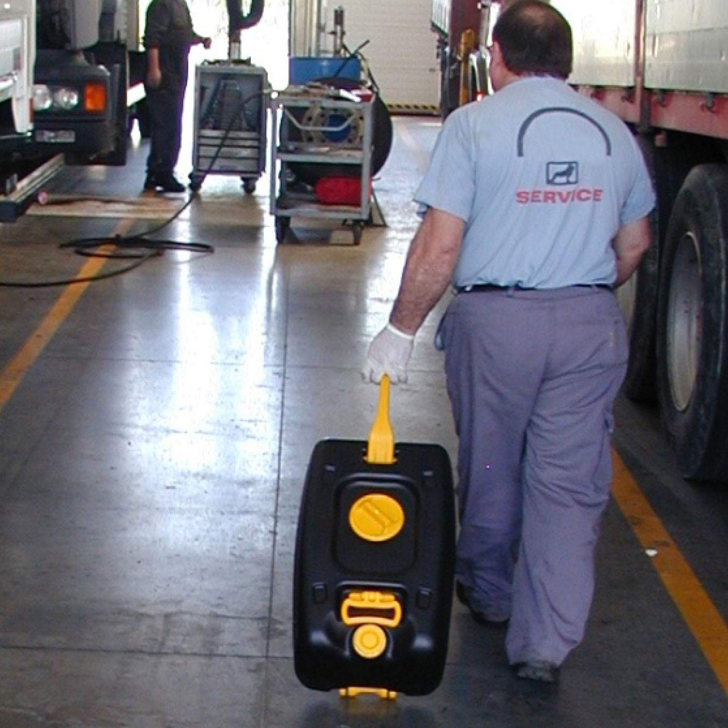 ECO-WORK® 36LT - tanica di emergenza da 36 litri per il recupero & contenimento dell’olio minerale esausto prodotto da officine e mezzi pesanti con trolley, impilabile, plastica, nero