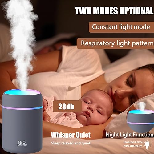 Miniatura 6 de Generic Pequeño humidificador de coche de oficina colorido luz USB uso (gris), medio, JASHI 001