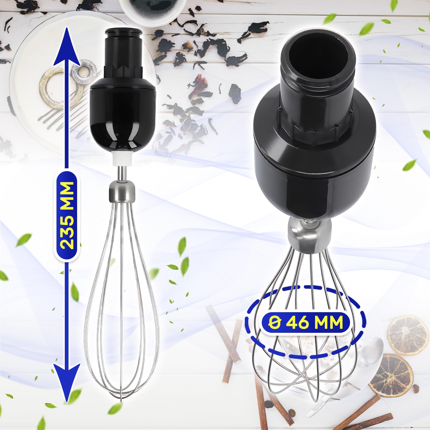 MONTERAL Frusta con Riduttore per Frullatore a Mano Ø 46x235 mm con Codice Originale 12027761 per Bosch ErgoMixx Style 1000W - Garanzia di 10 Anni