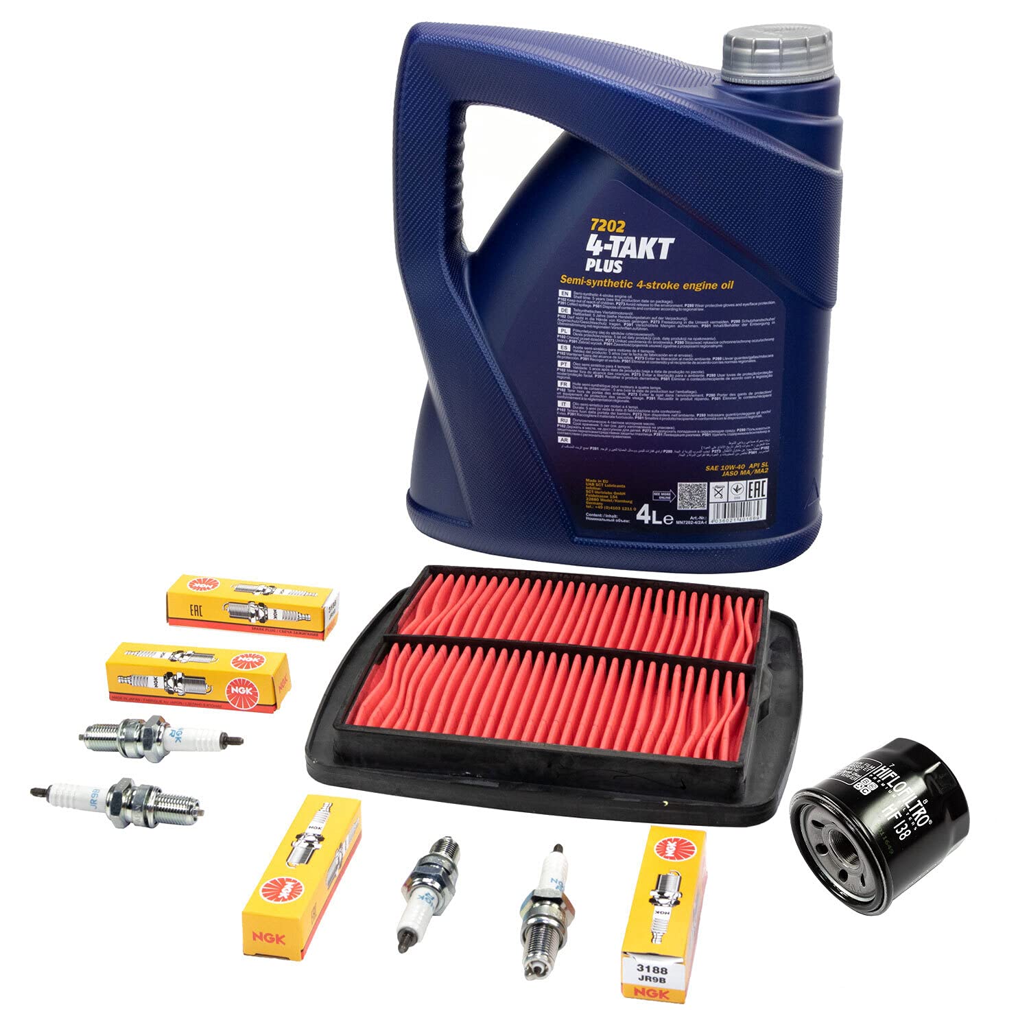 Wartungspaket Öl 4L + Luftfilter + Ölfilter + Zündkerzen für Suzu ki GSF 1200 GSF1200 Bandit GV75A Baujahr 1996-2000