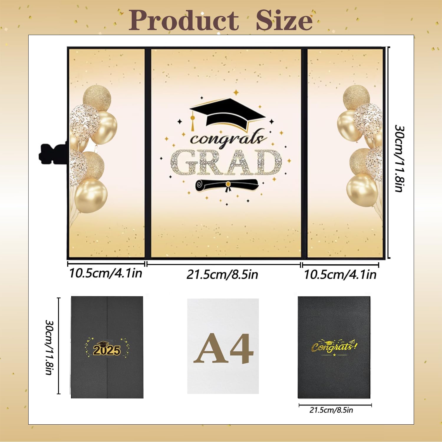 SIHPTO Graduation Guest Book 2025 College Graduation Party Decorations,Black and Golden Graduation Signature Book,2025 Graduation Signature Board High School College Graduation Gifts?Black Gold?
