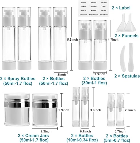 Miniatura 2 de Bubimon - Paquete de 18 tarros de bomba sin aire, recipientes de cosméticos de 1.710.70.34 onzas, tarro recargable a prueba de fugas para artículos