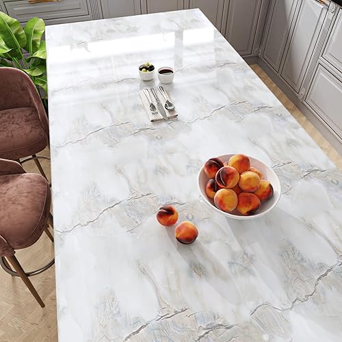 Miniatura 7 de VaryPaper Papel de contacto de mármol de 15.7 x 315 pulgadas, papel tapiz de mármol para despegar y pegar, encimeras impermeables, extraíbles, de