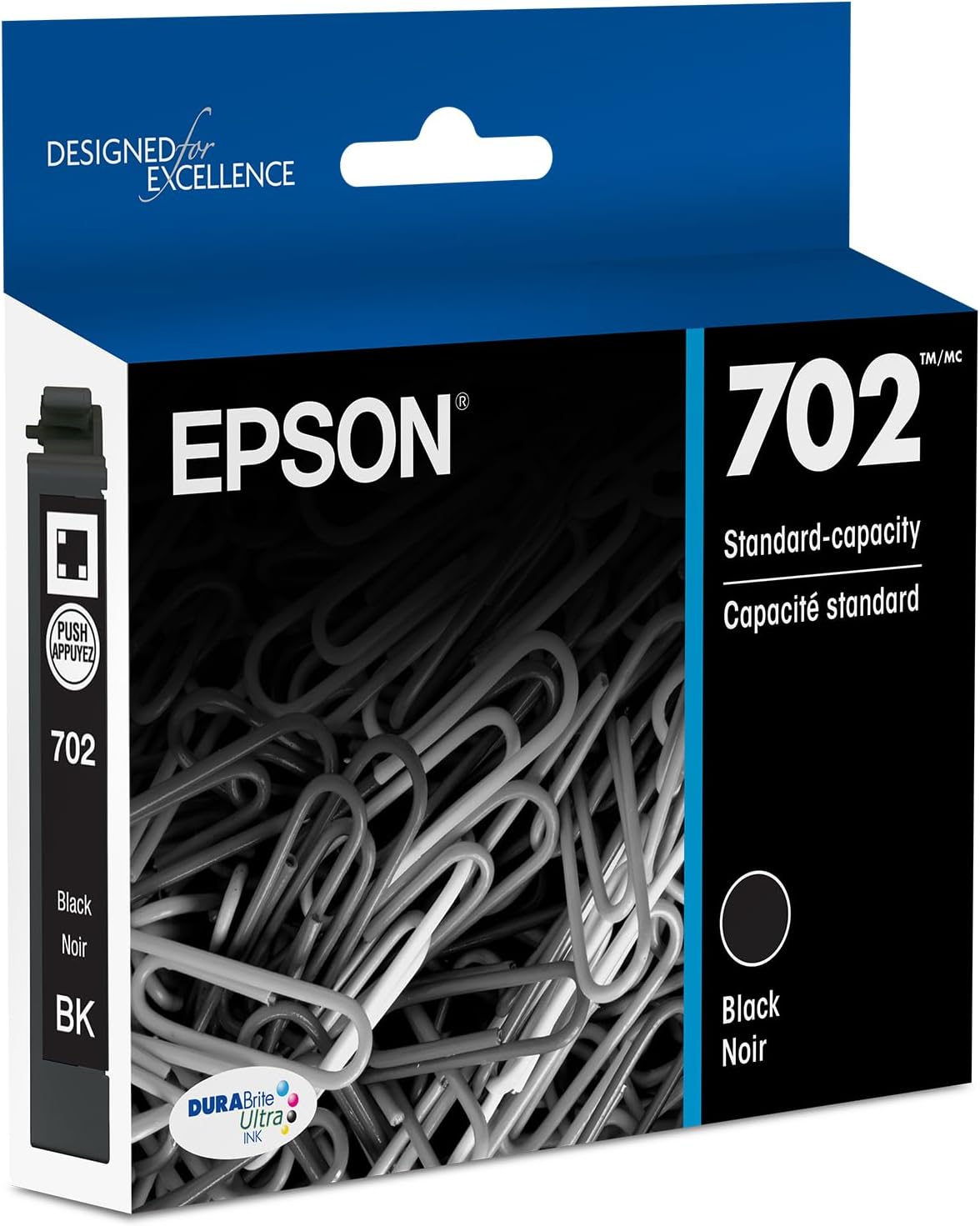 702 DURABrite Ultra Ink Standard Capacity Black Cartridge (T702120-S) Works with WorkForce Pro WF-3720, 3730, 3733