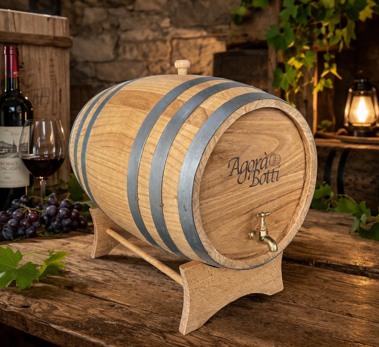 Botte di Castagno da 20 Litri con Rubinetto di Ottone - Nuova Produzione