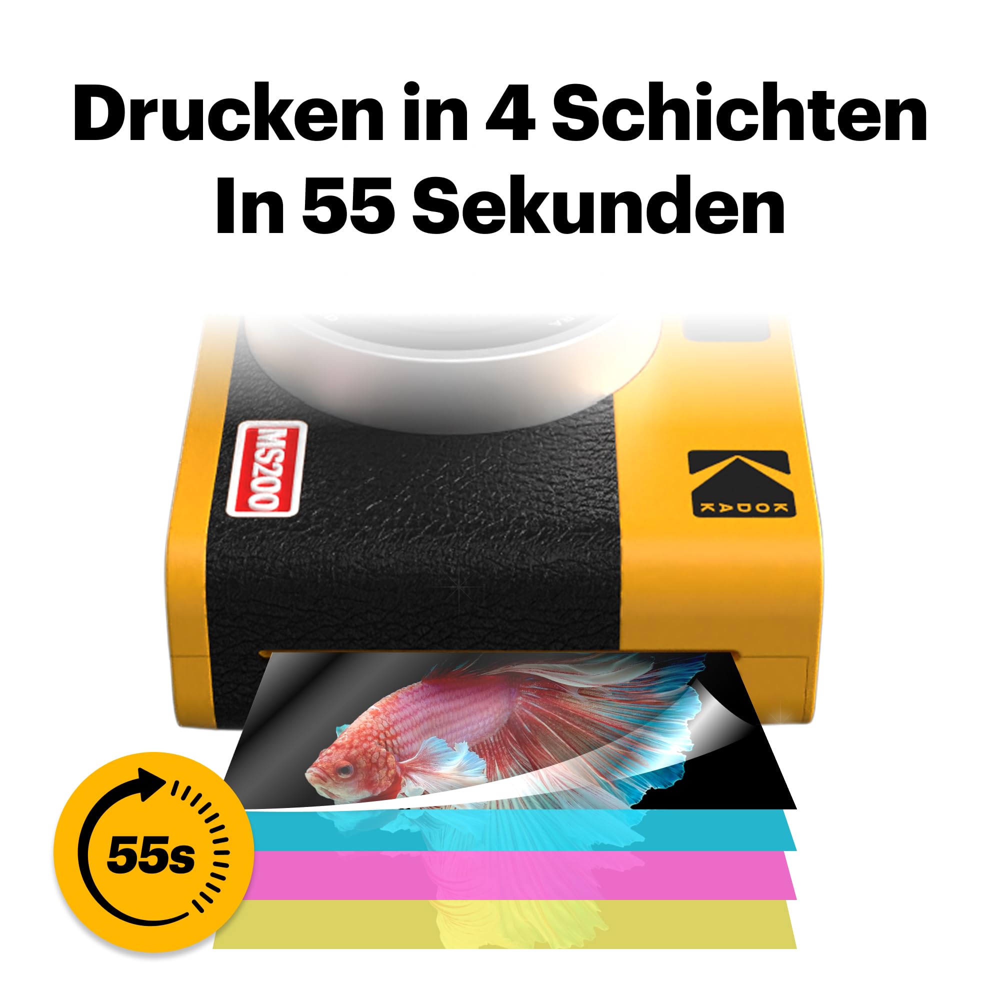 KODAK Mini Shot 2 ERA 4PASS 2-in-1 Sofortbildkamera und Fotodrucker (5,3x8,6cm) Schwarz + 30-Blatt-Patrone