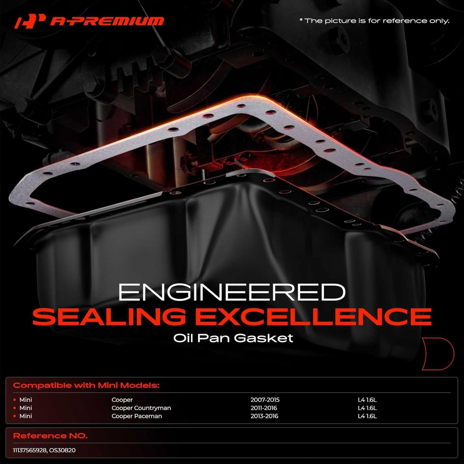 A-Premium L4 1.6L Engine Oil Pan Gasket Set, Compatible with Mini Cooper 2007-2015, Cooper Countryman 2011-2016, Cooper Paceman 2013-2016