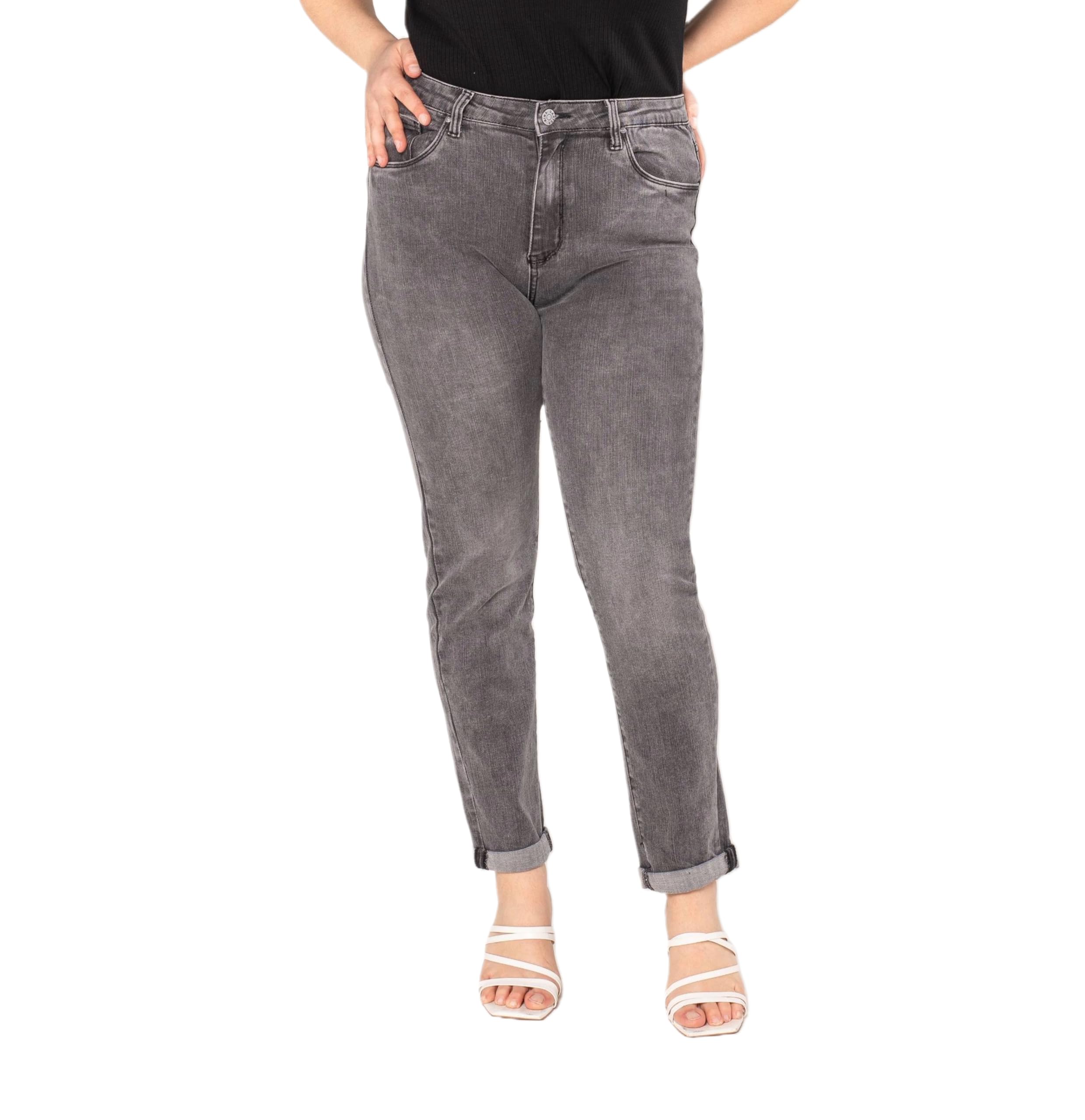 Nina Carter Damen Stretchjeans großen Größen Used-Look Plus Size Jeans