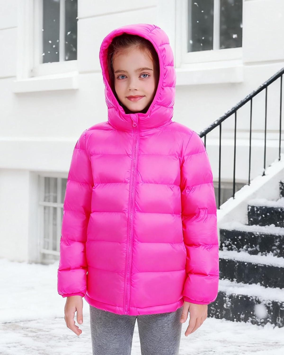 Hvididan Hooded Puffer Jackets for Girls Lightweight and Packable Autumn a Winter Coat - Image 3