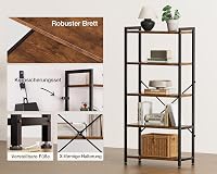 Coleshome 5 szintes könyvespolc tárolóhellyel, 145 cm magas, barna 4