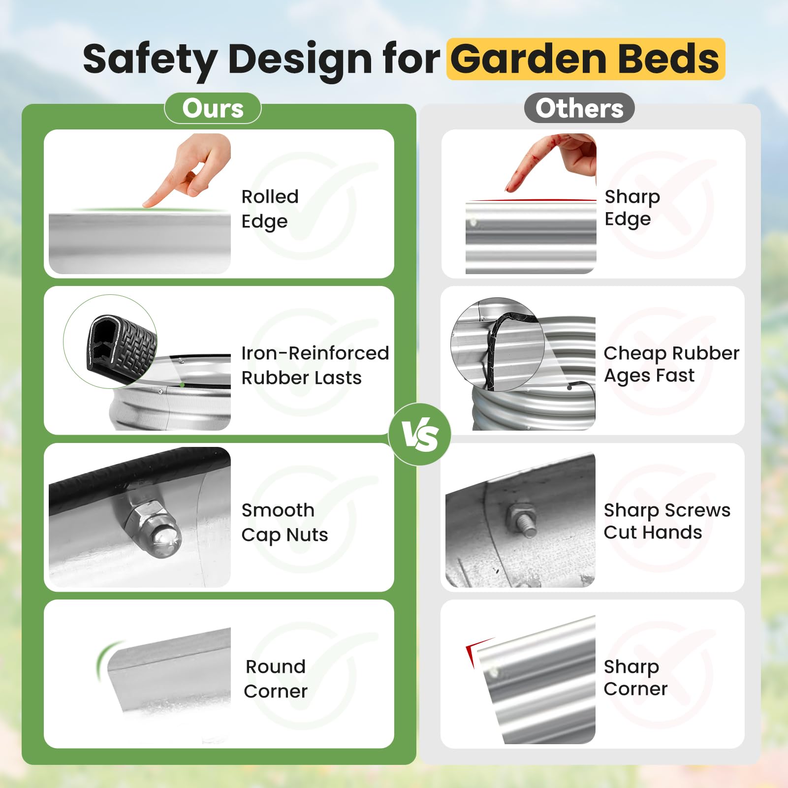 Galvanized Raised Garden Bed - 4x2FT Planter Box -5