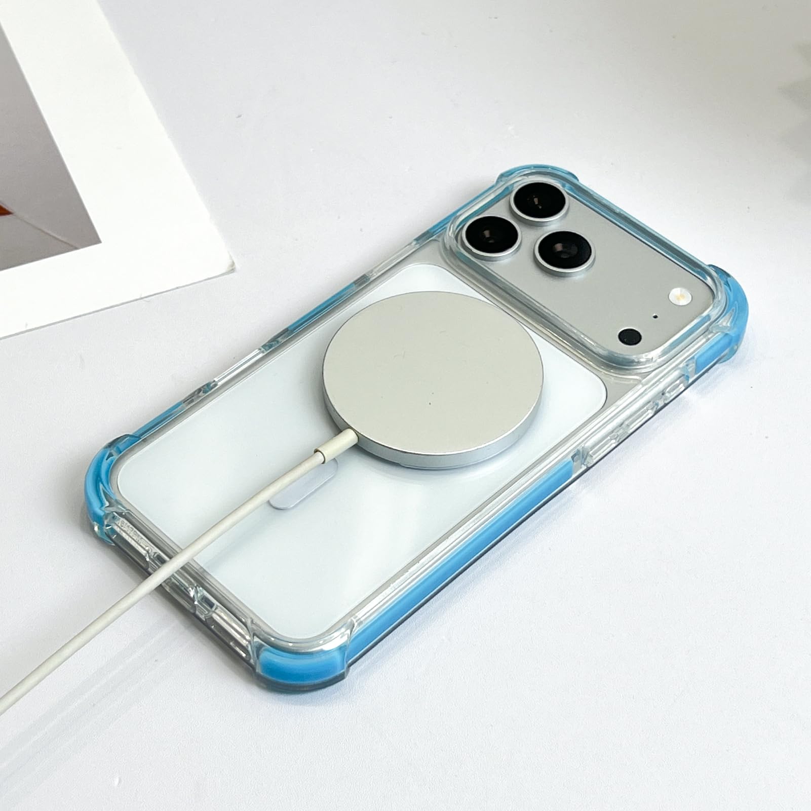 SAKUULO Custodia magnetica trasparente per iPhone 121 Pro Max 6,9", blu