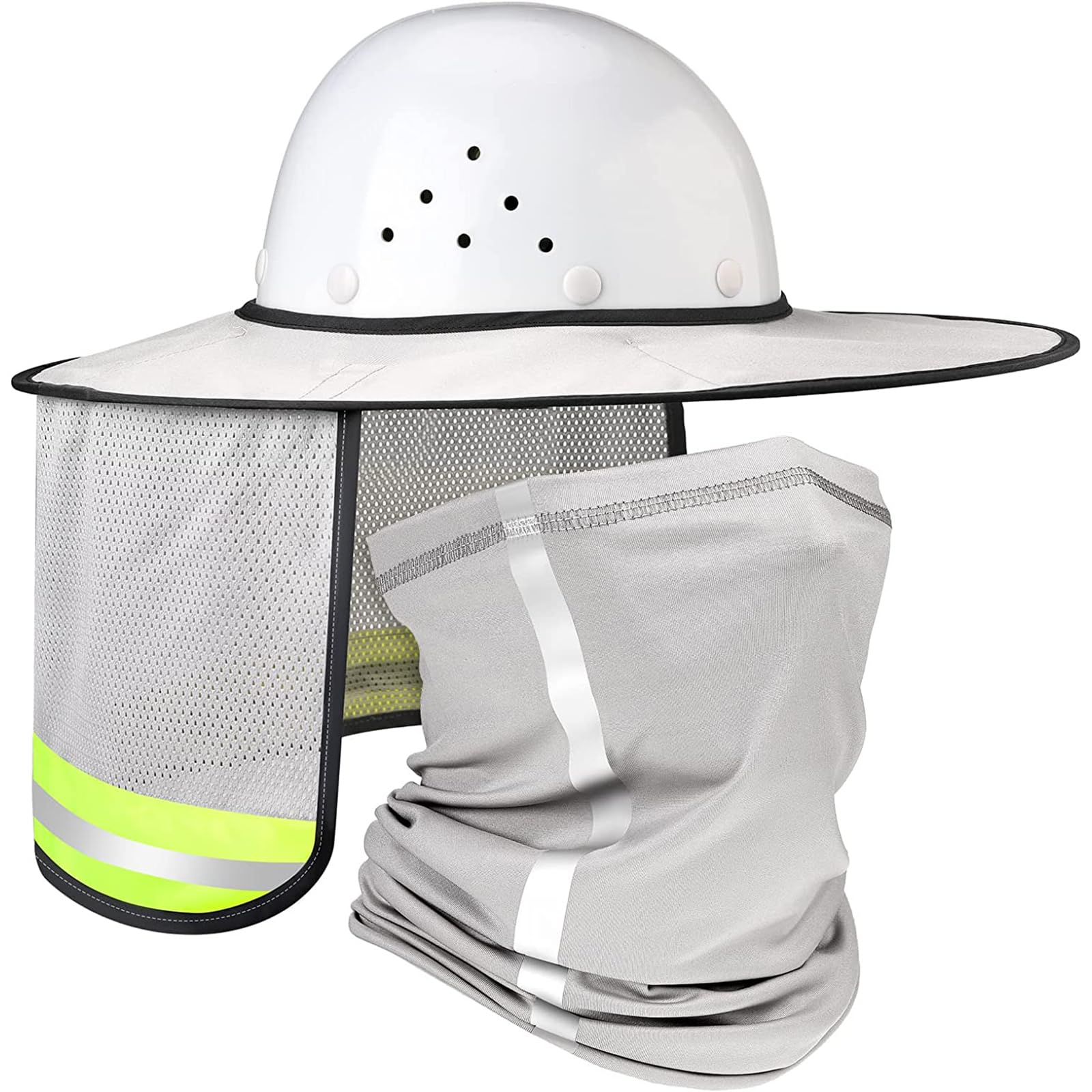 THE WHITE SHOP Hard Hat Sun Shade Neck Protection High Visibility Sun Neck Shield Full Brim Mesh Sun Shade Protection and Neck Gaiter Bandana Face Scarf for Hard Hat Accessories,Dusty Grey