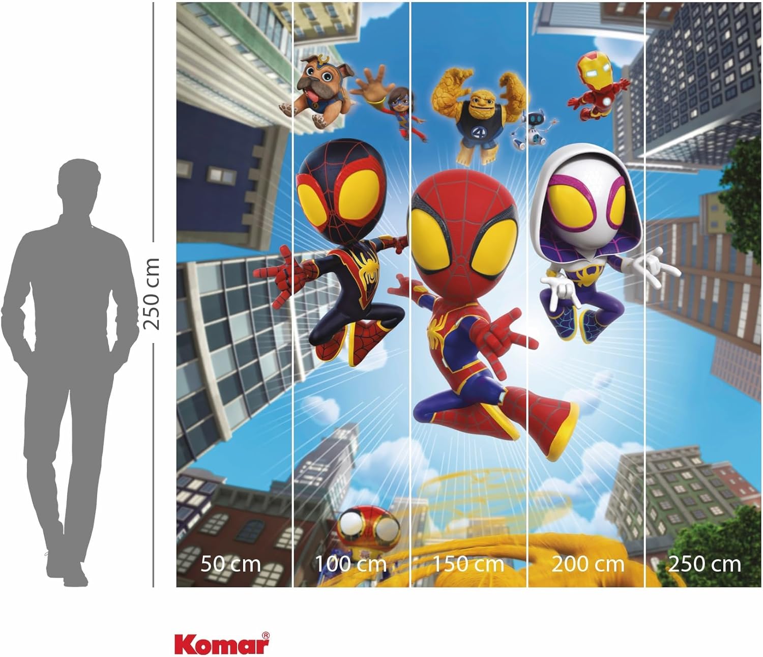 Komar Non-Woven Photo Wallpaper Marvel Spidey and His Amazing Friends Web Spinners Size 250 x 250 cm Children's Bedroom Wallpaper