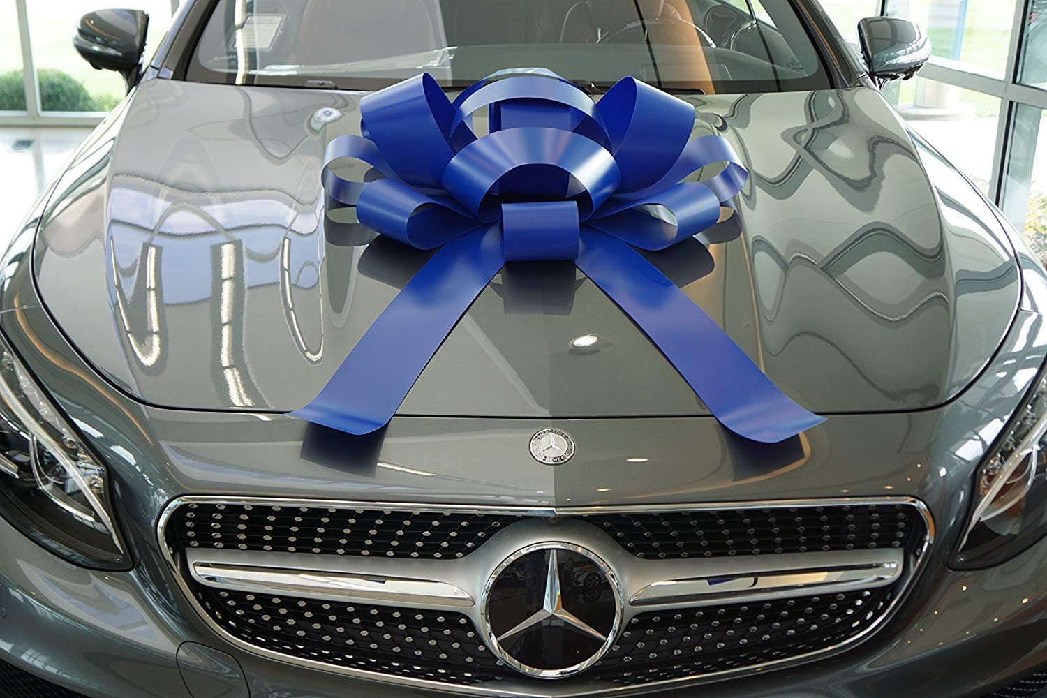 Giant Blue 30 inch Magnetic Car Bow, Weather Resistant Vinyl
